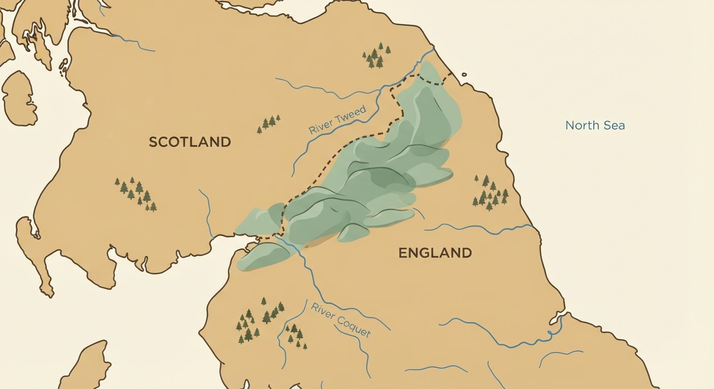 Illustrated map showing the origin of the Border Terrier