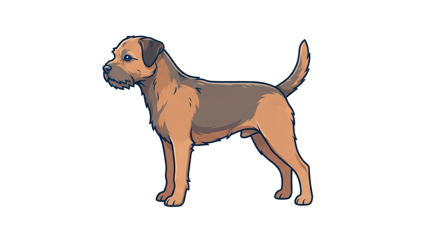 Side profile illustration of a Border Terrier showing the points of the breed standard