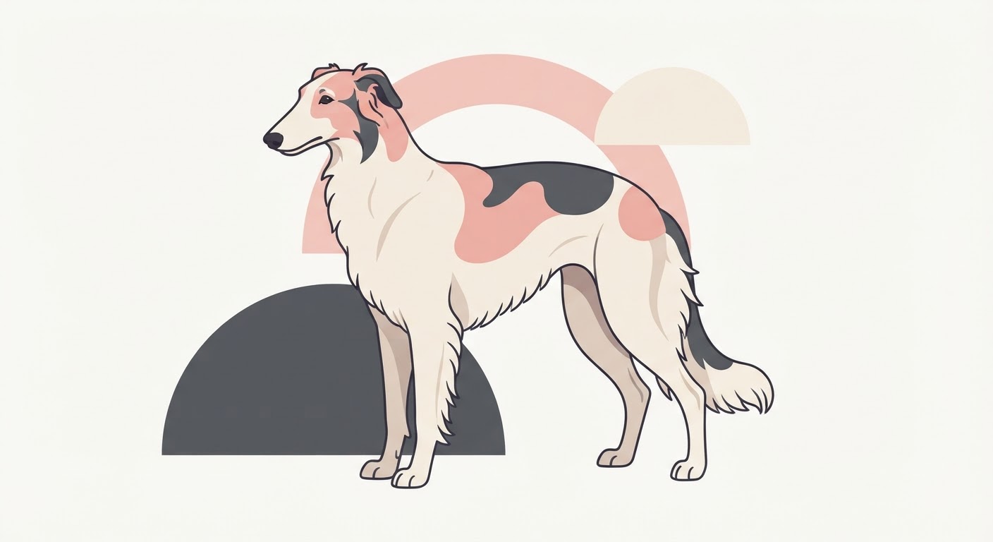 Flat vector illustration of a Borzoi