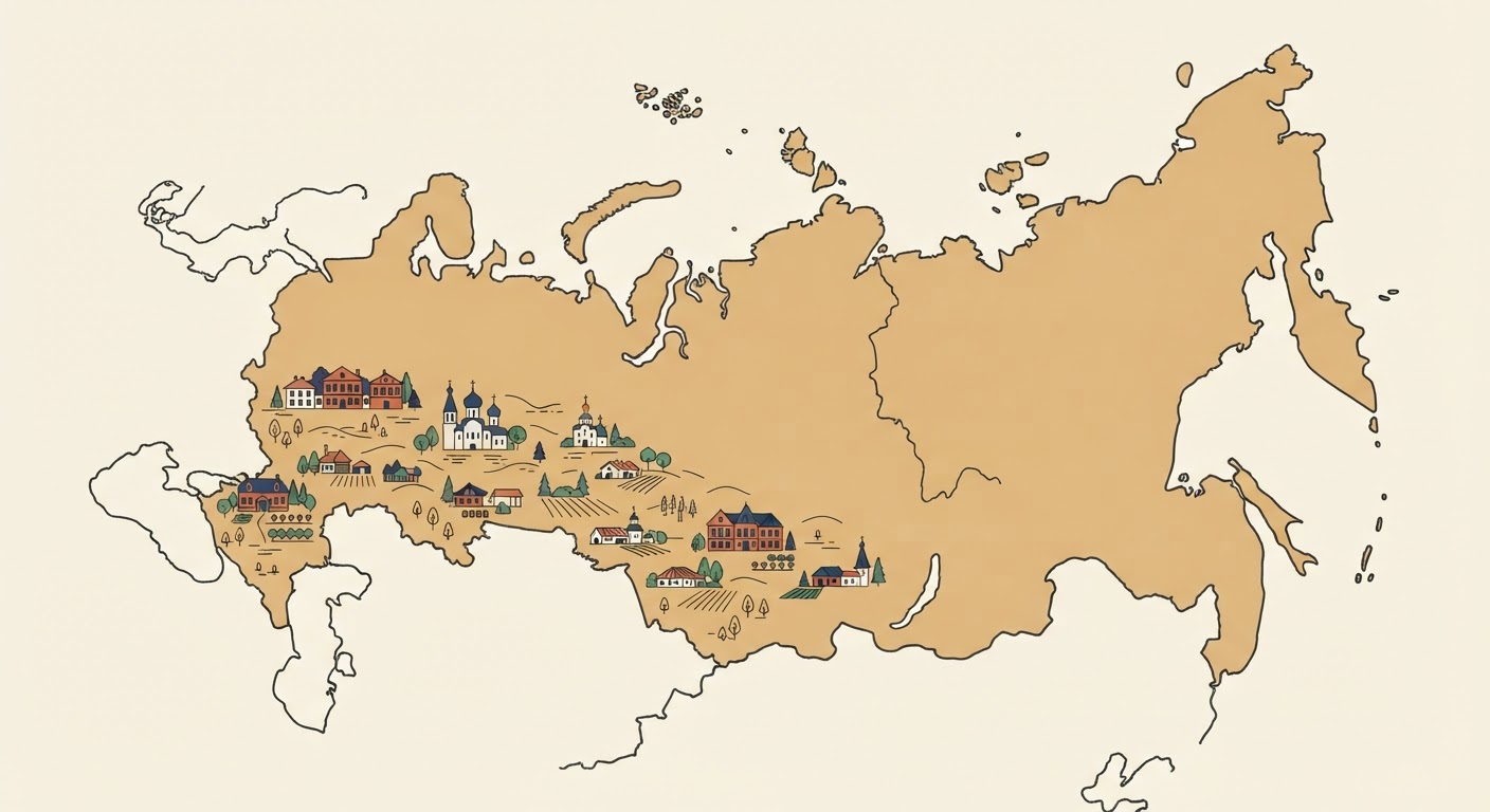 Illustrated map showing the origin of the Borzoi