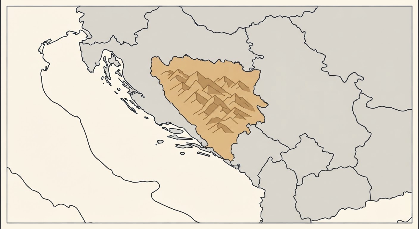 Illustrated map showing the origin of the Bosnian Coarse-haired Hound