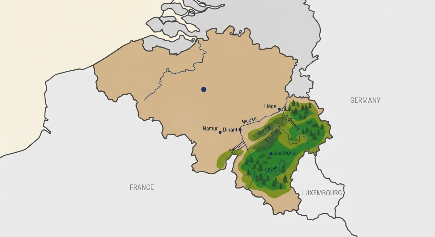 Illustrated map showing the origin of the Bouvier des Ardennes