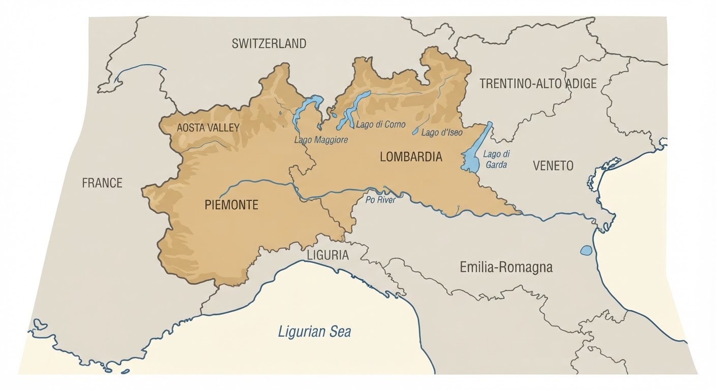 Illustrated map showing the origin of the Bracco Italiano