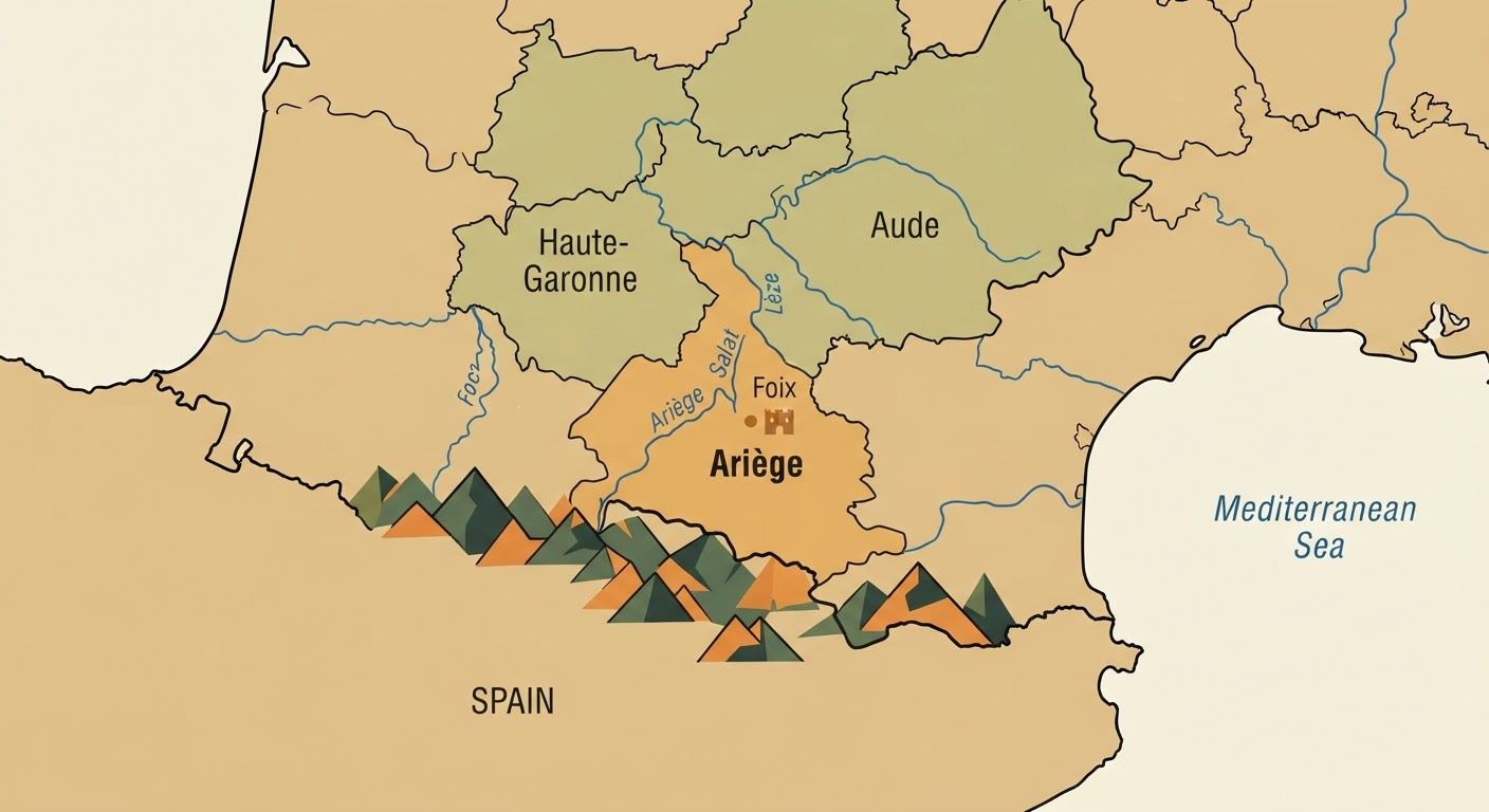 Illustrated map showing the origin of the Braque de l'Ariege