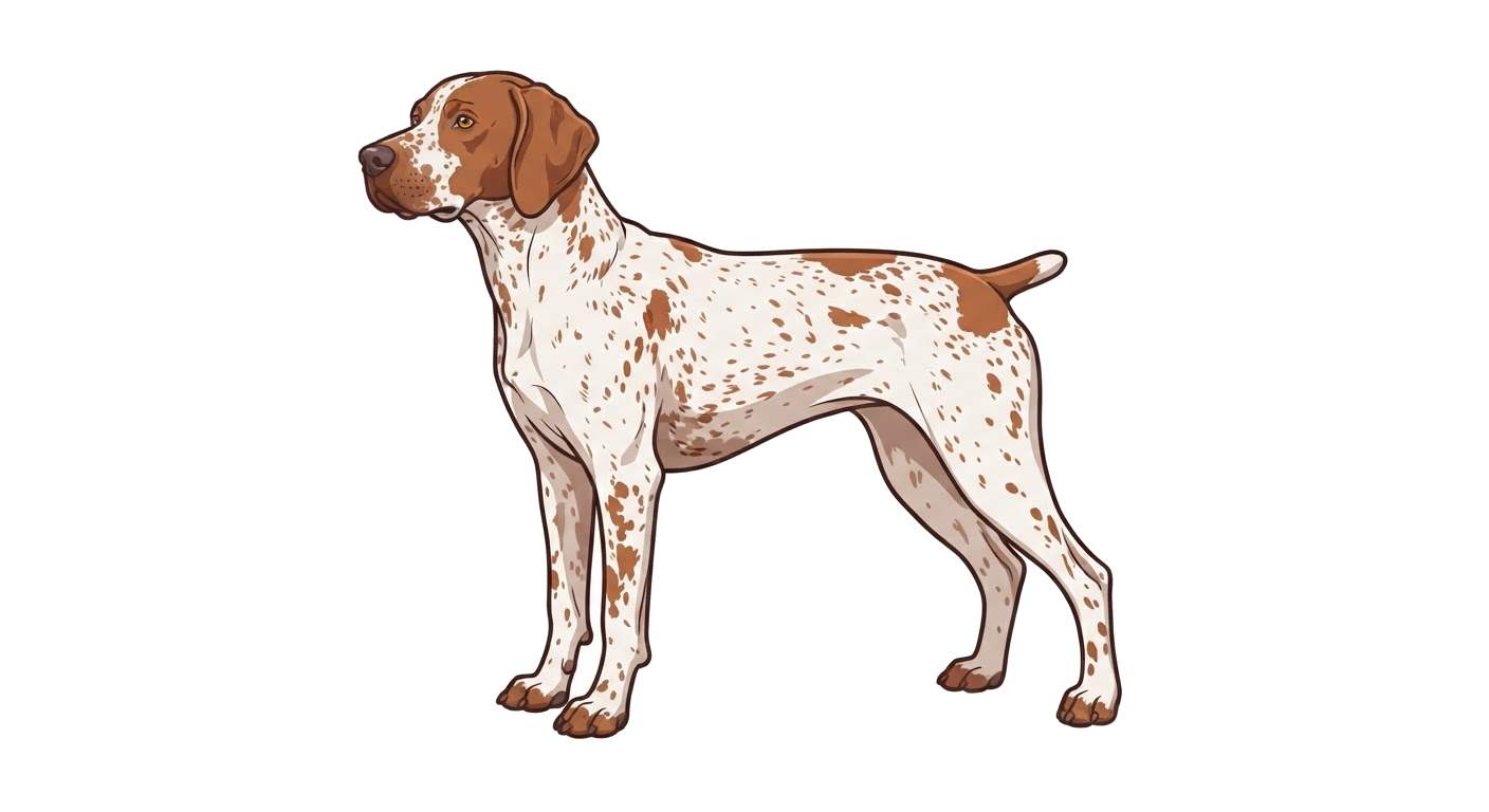 Side profile illustration of a Braque du Bourbonnais showing the points of the breed standard
