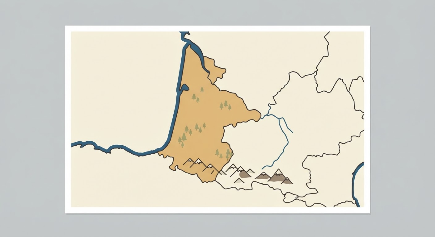 Illustrated map showing the origin of the Braque Francais (Gascogne type)