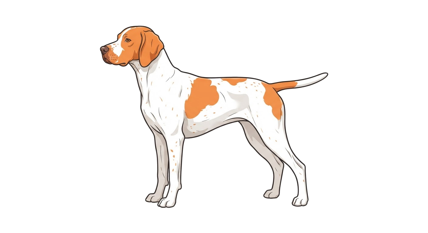 Side profile illustration of a Braque Saint-Germain showing the points of the breed standard