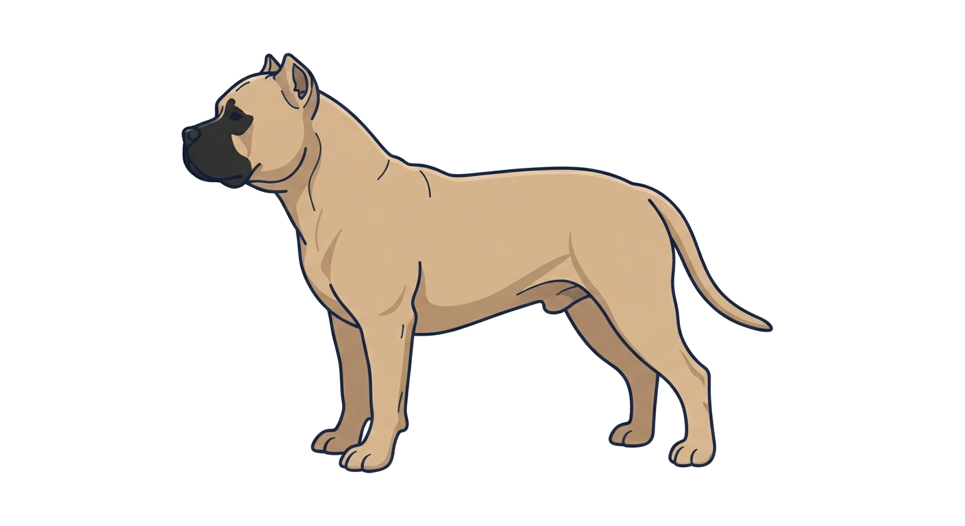 Side profile illustration of a Brazilian Bully showing the points of the breed standard