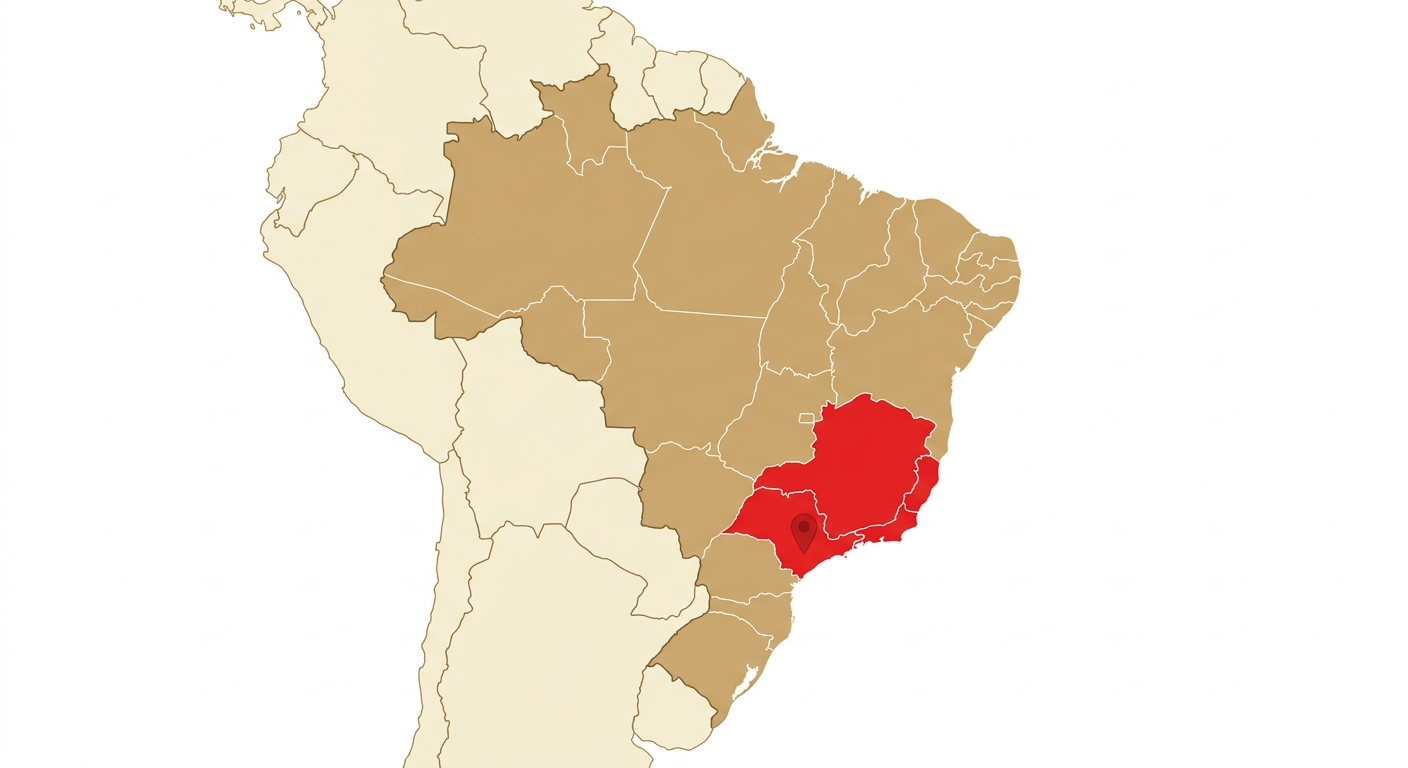 Illustrated map showing the origin of the Brazilian Tracker