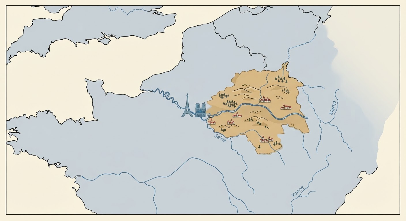 Illustrated map showing the origin of the Briard