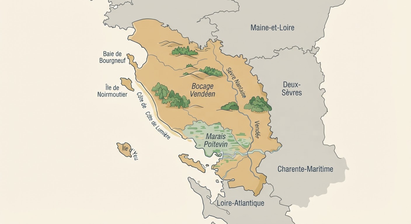 Illustrated map showing the origin of the Briquet Griffon Vendeen