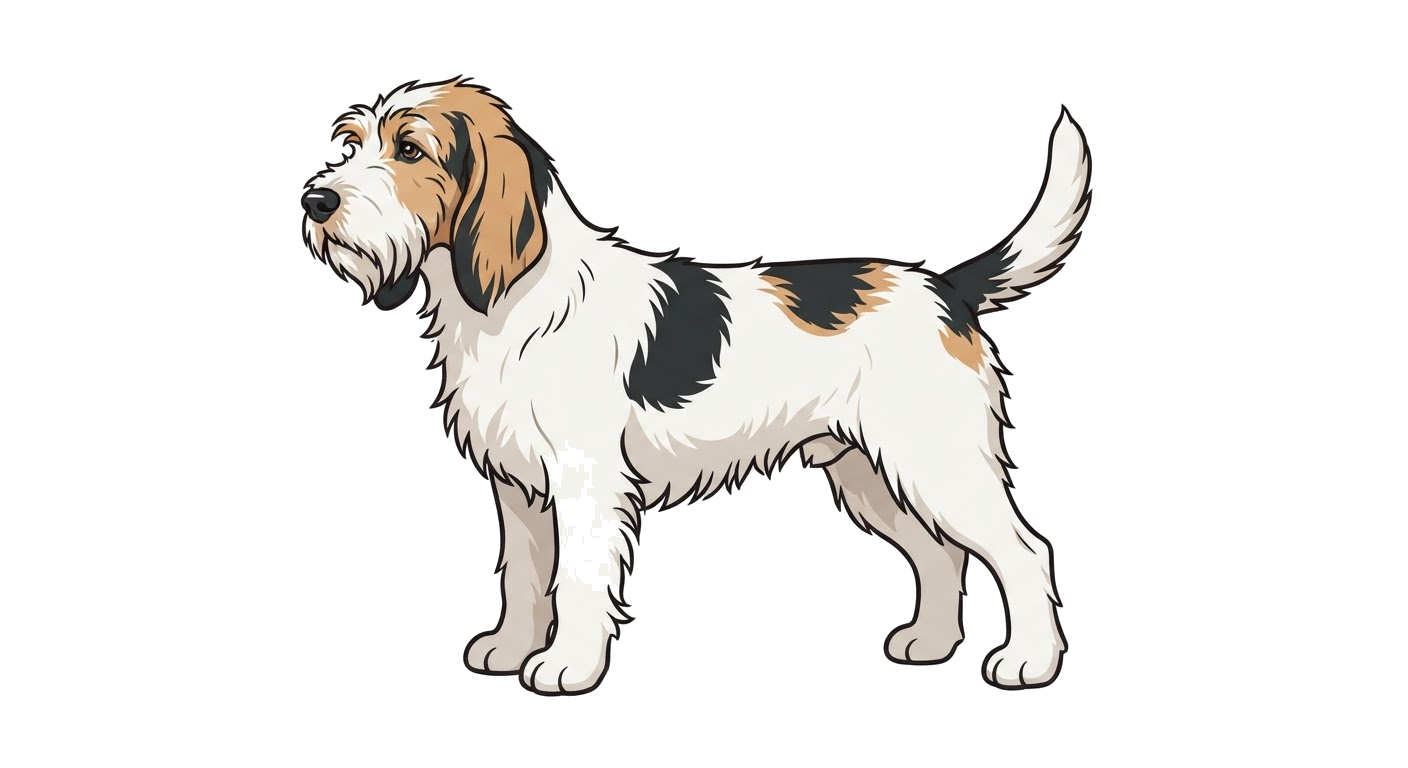 Side profile illustration of a Briquet Griffon Vendeen showing the points of the breed standard