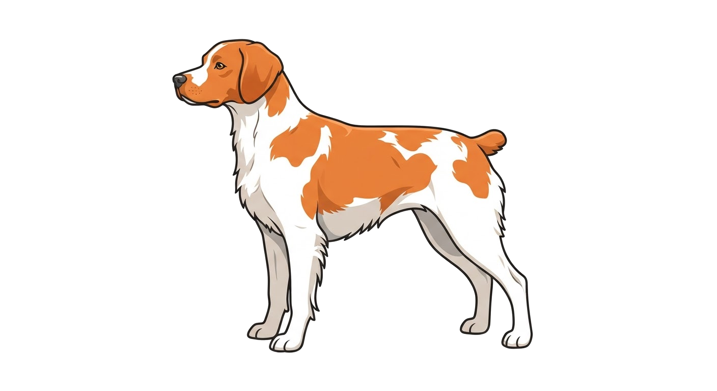 Side profile illustration of a Brittany showing the points of the breed standard