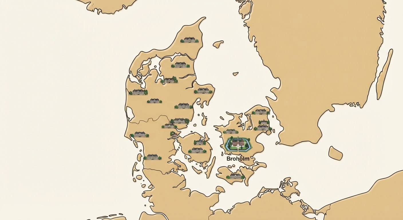 Illustrated map showing the origin of the Broholmer