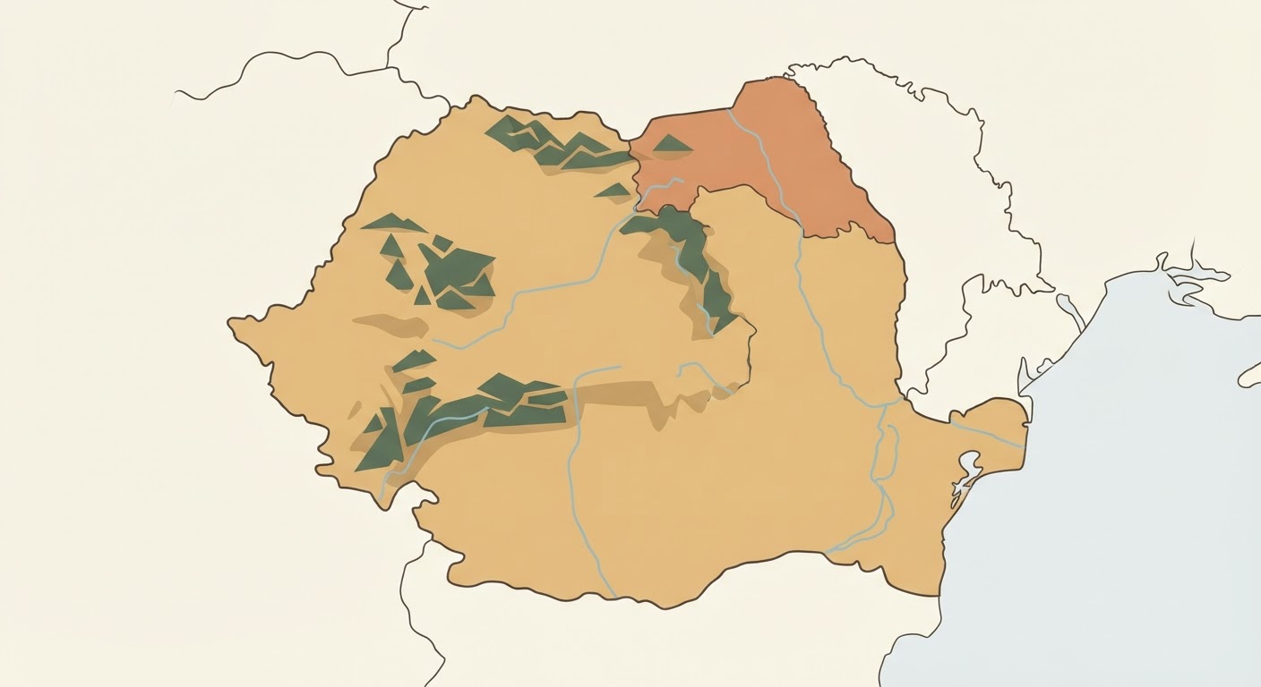 Illustrated map showing the origin of the Bucovina Shepherd Dog