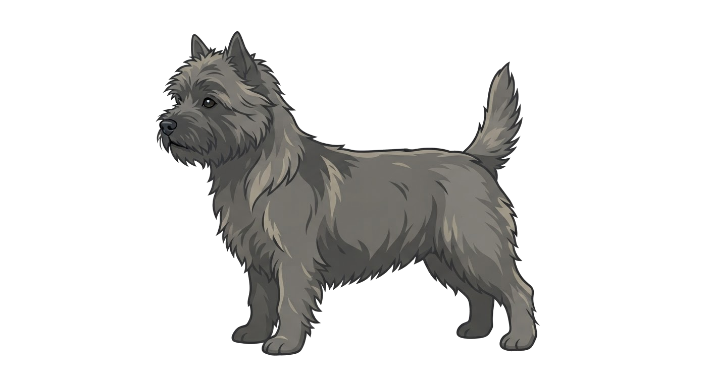 Side profile illustration of a Cairn Terrier showing the points of the breed standard