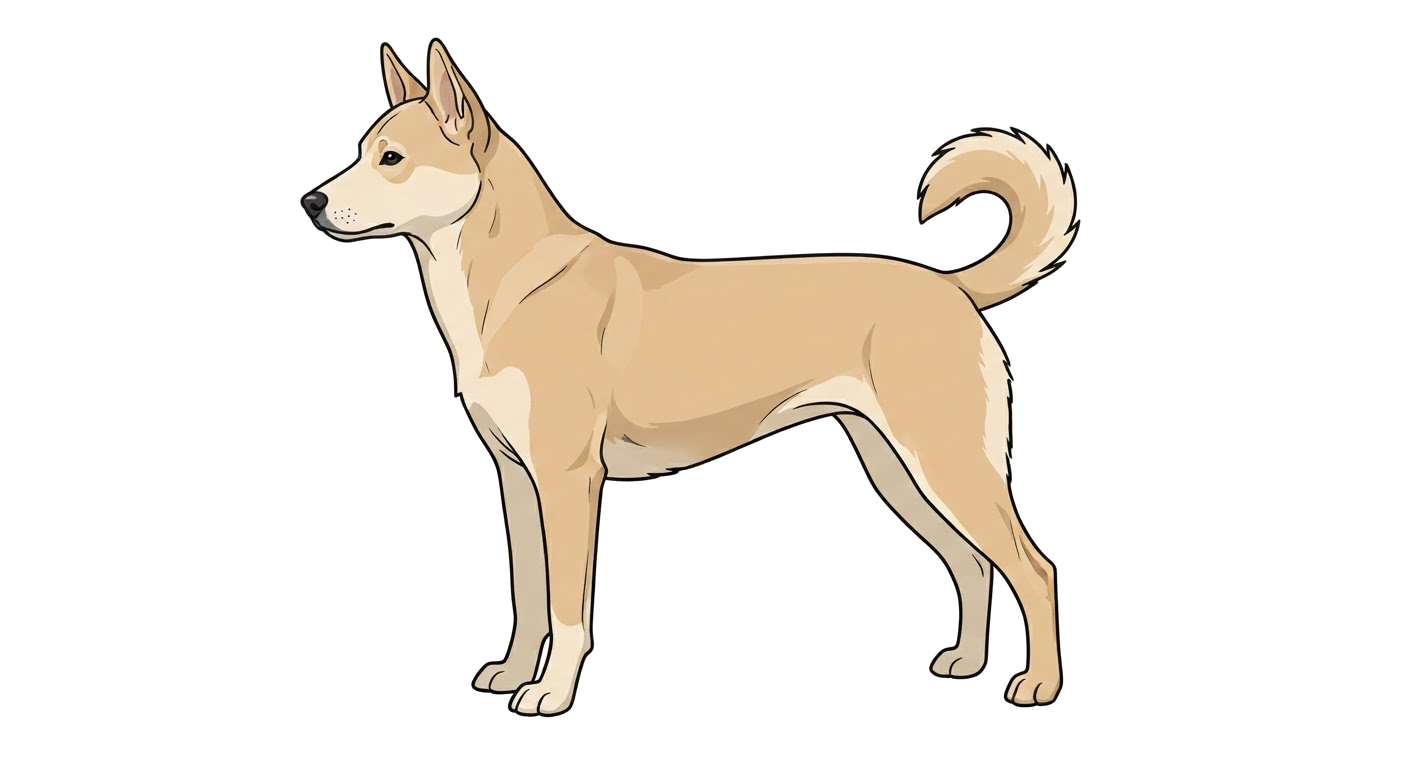 Side profile illustration of a Canaan Dog showing the points of the breed standard