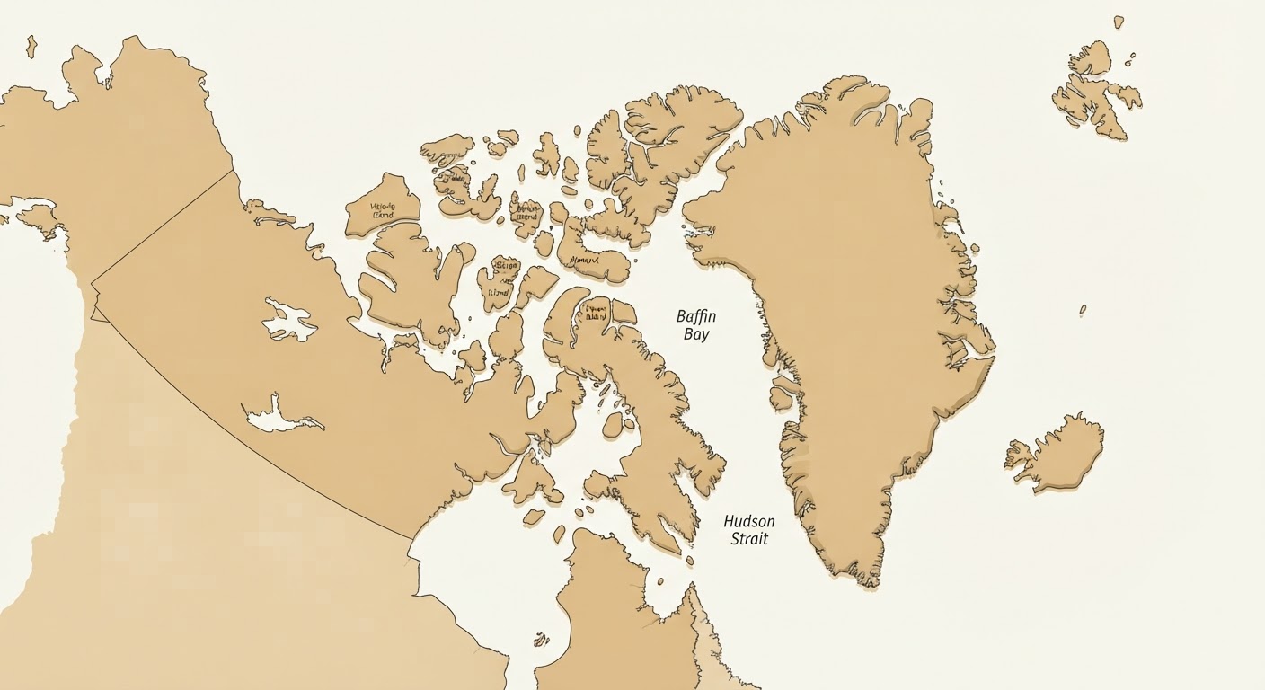Illustrated map showing the origin of the Canadian Eskimo Dog