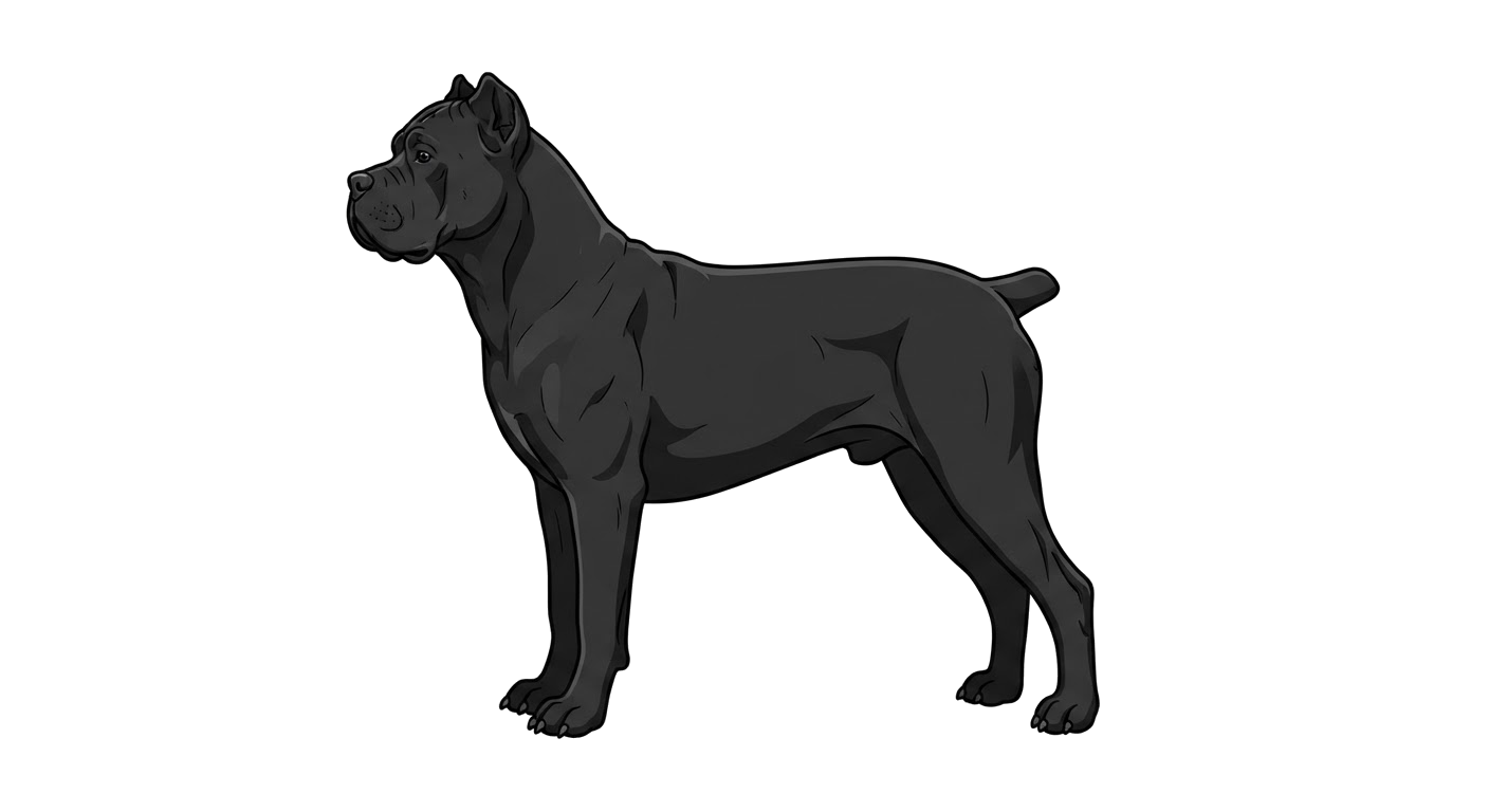 Side profile illustration of a Cane Corso showing the points of the breed standard