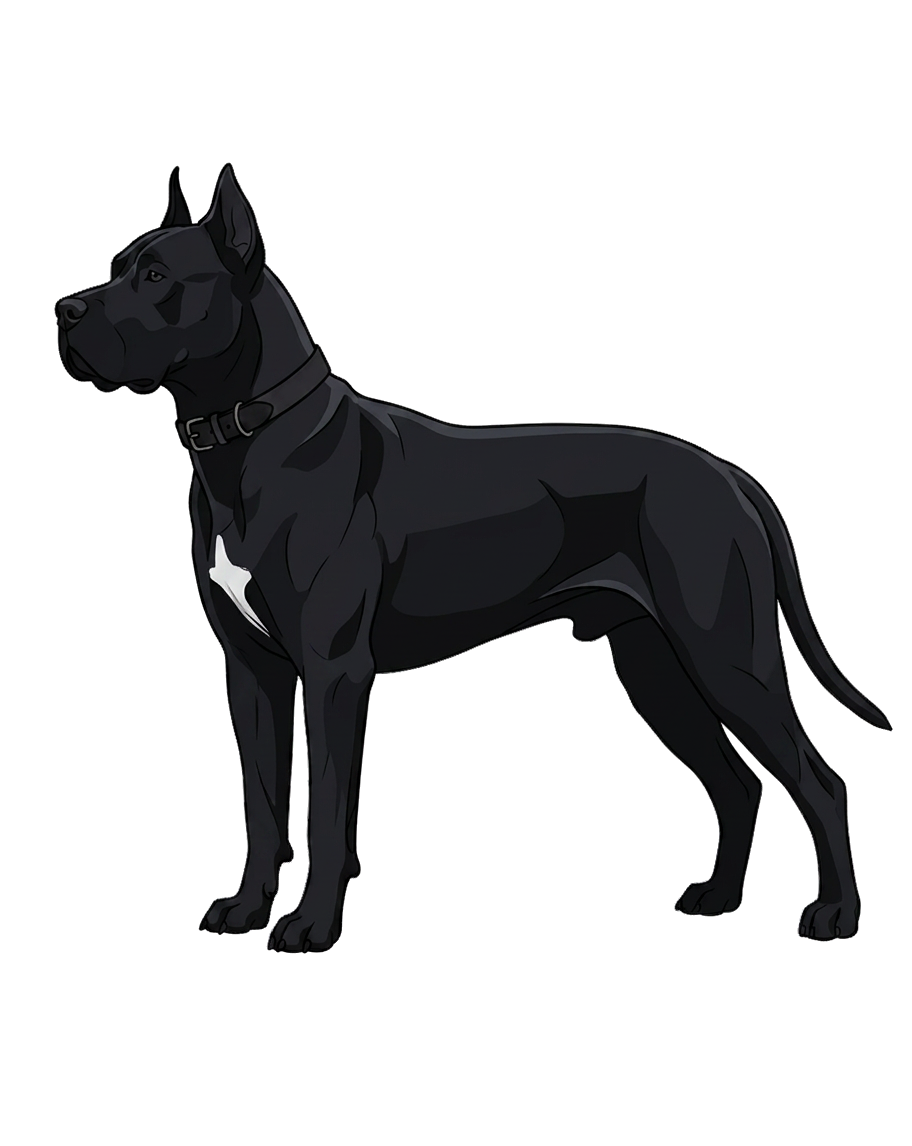 Illustration of a Black with white chest coat