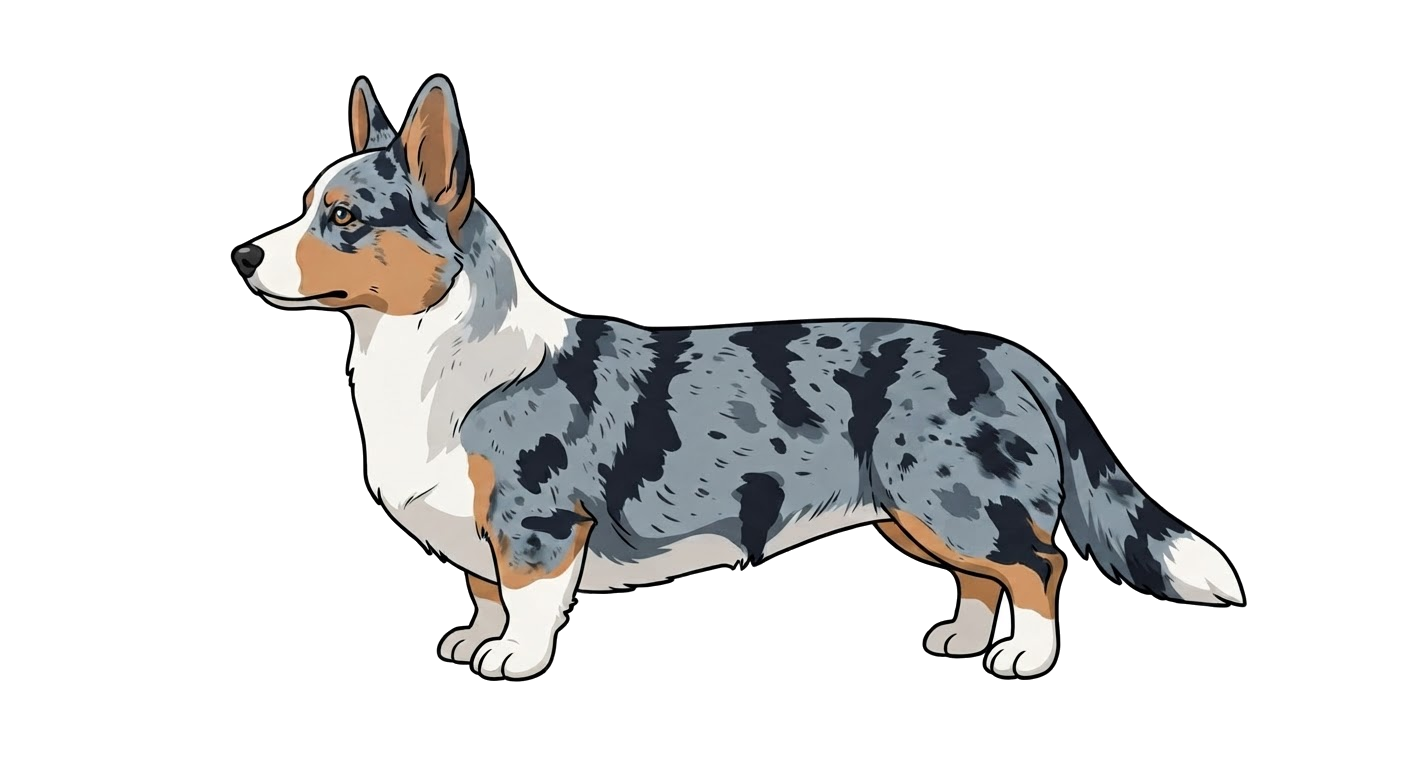 Illustration of a Blue merle coat