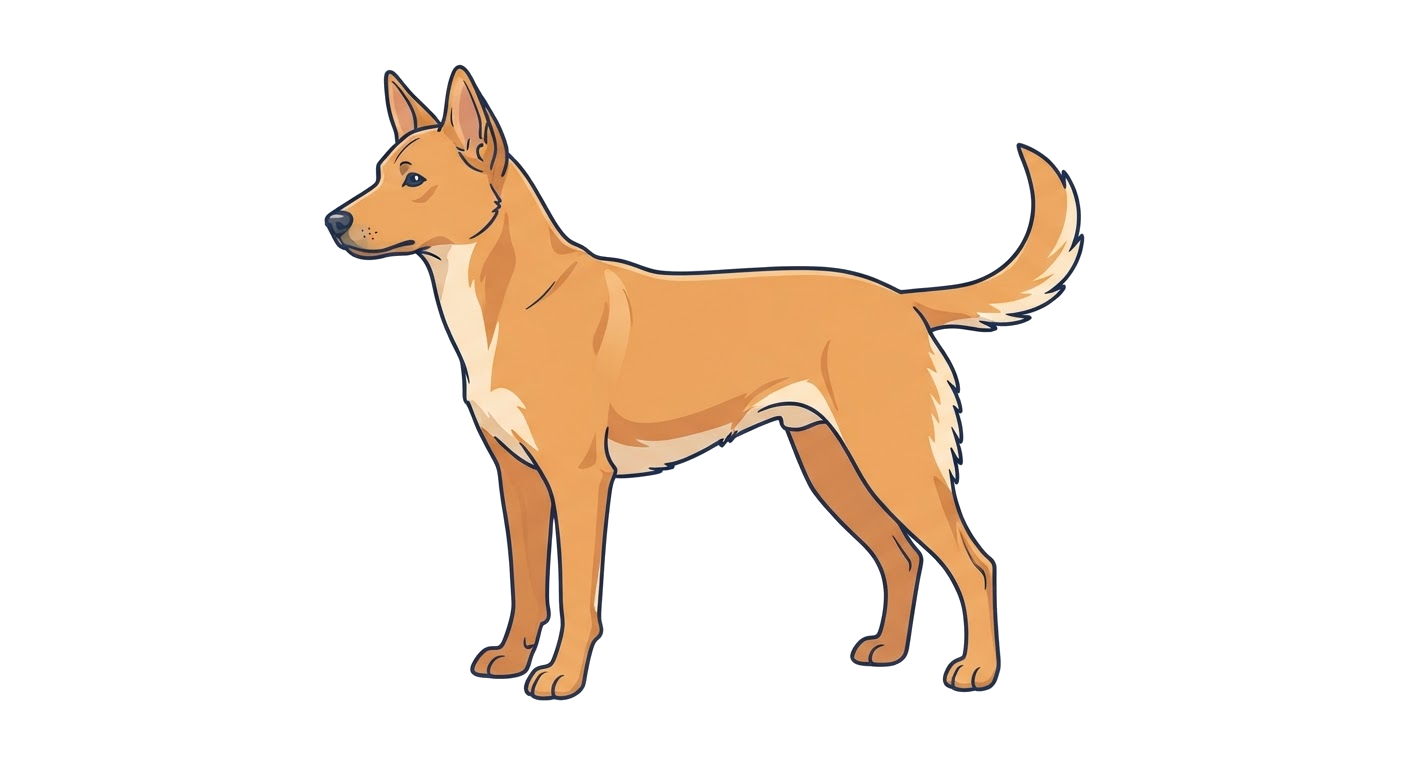 Side profile illustration of a Carolina Dog showing the points of the breed standard