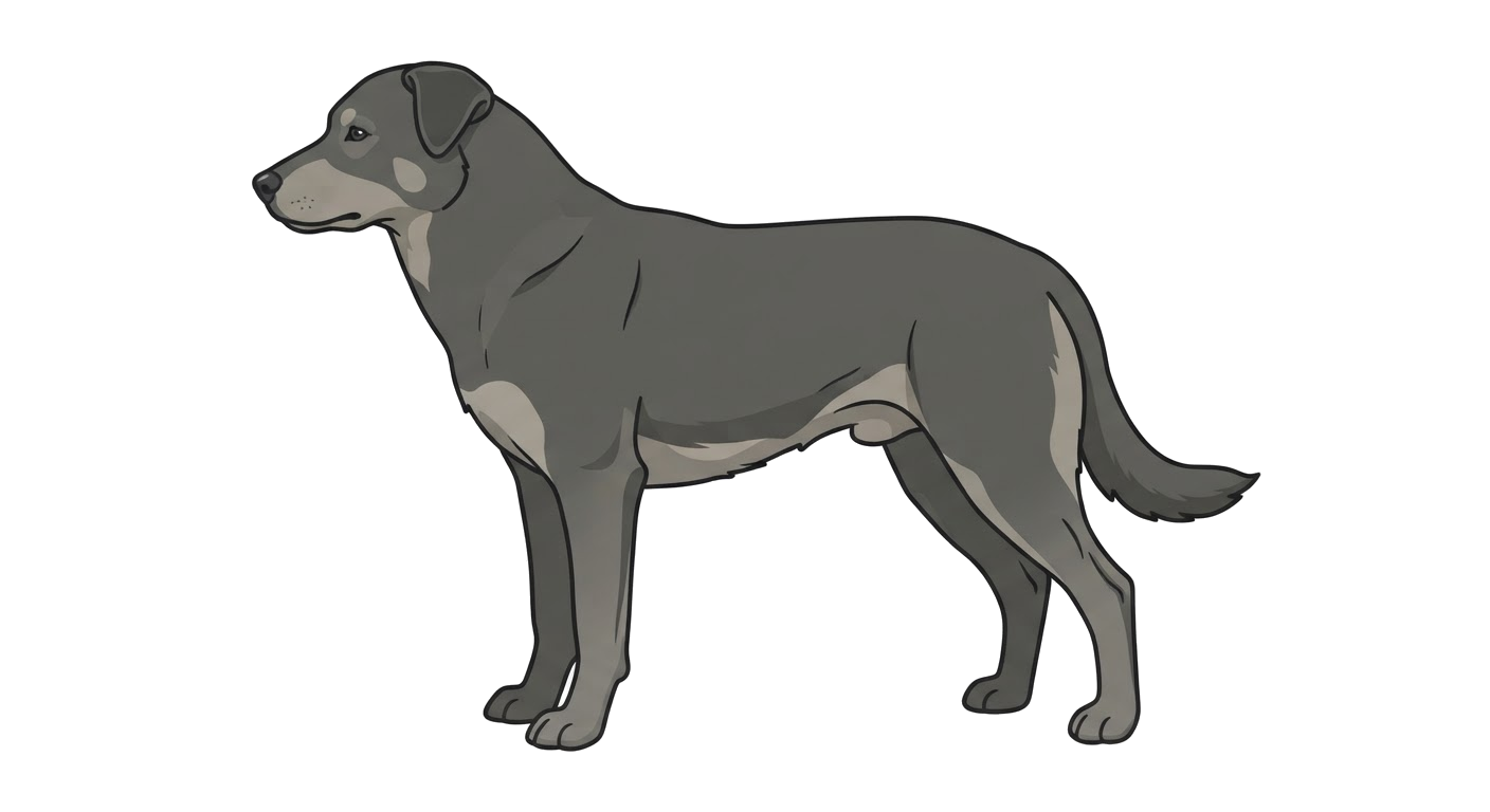 Side profile illustration of a Castro Laboreiro Dog showing the points of the breed standard