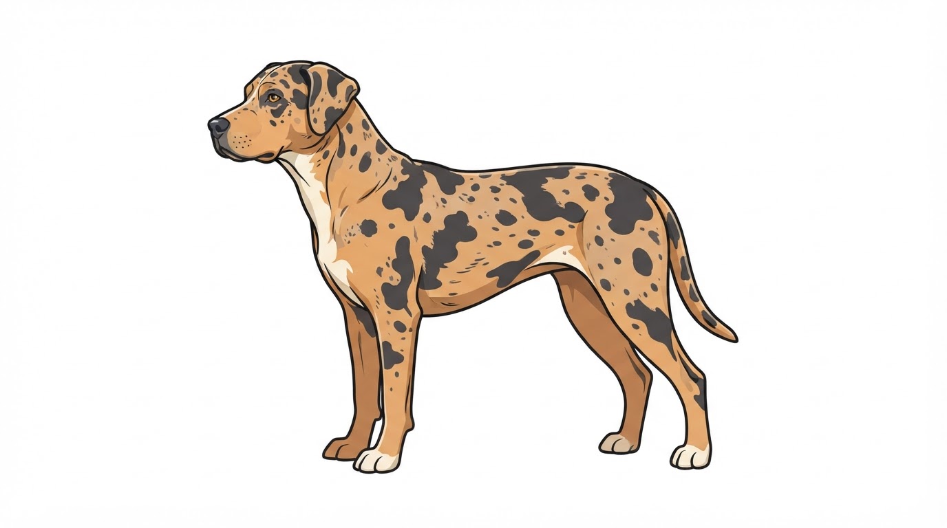 Flat vector illustration of a Catahoula Leopard Dog