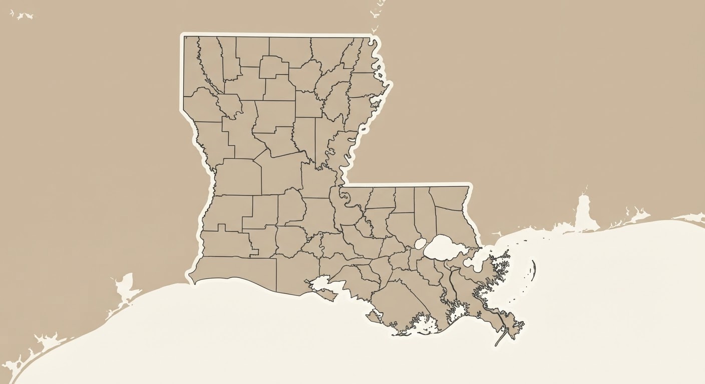 Illustrated map showing the origin of the Catahoula Leopard Dog