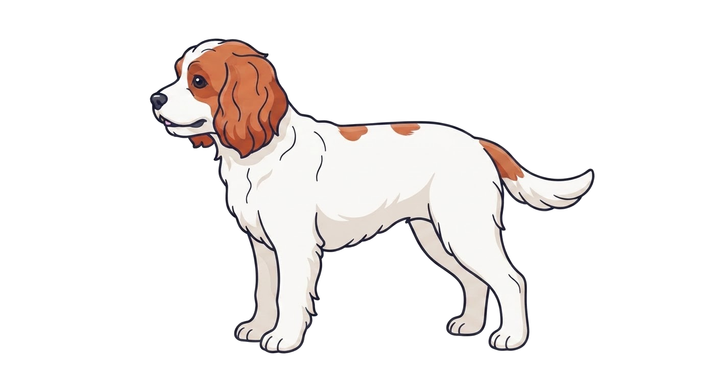 Illustration of a Blenheim (chestnut and white) coat