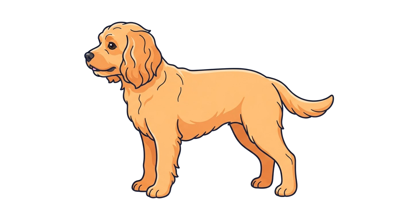 Side profile illustration of a Cavapoo showing the points of the breed standard