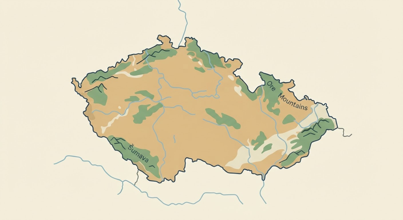 Illustrated map showing the origin of the Cesky Fousek
