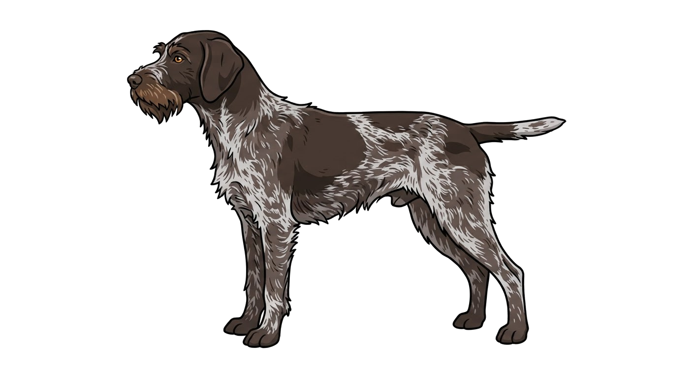 Side profile illustration of a Cesky Fousek showing the points of the breed standard
