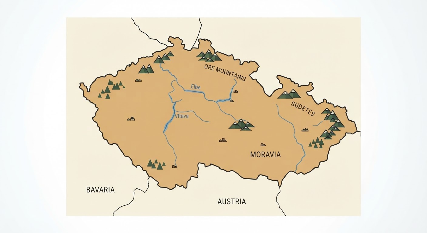 Illustrated map showing the origin of the Cesky Terrier