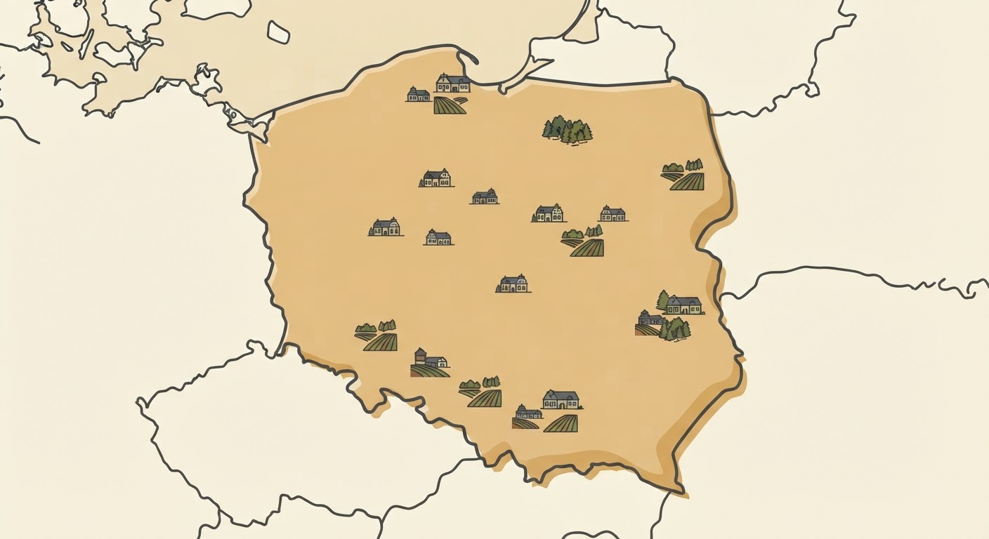 Illustrated map showing the origin of the Chart Polski