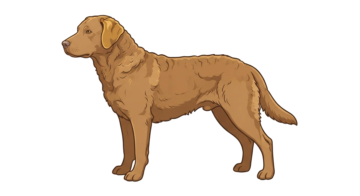 Side profile illustration of a Chesapeake Bay Retriever showing the points of the breed standard