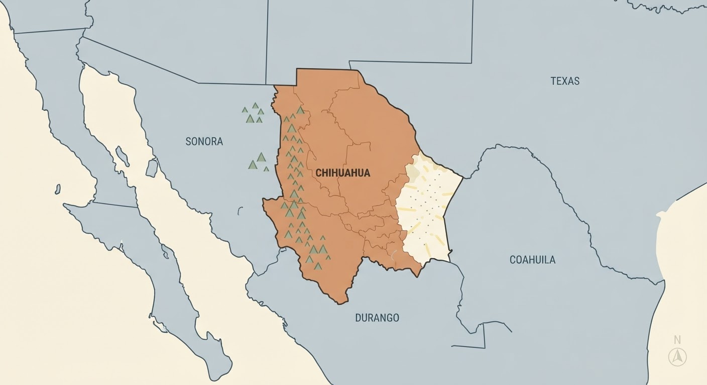 Illustrated map showing the origin of the Chihuahua (Long Coat)