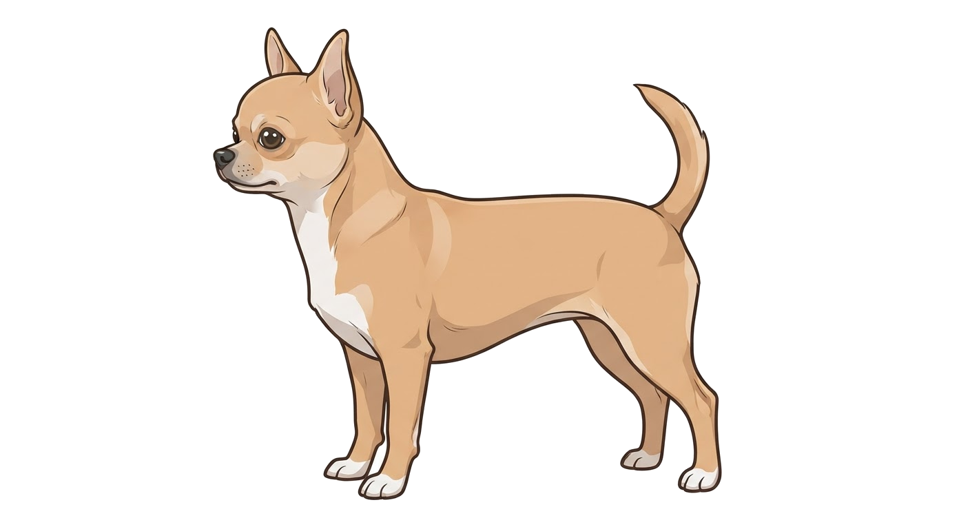 Side profile illustration of a Chihuahua (Smooth Coat) showing the points of the breed standard