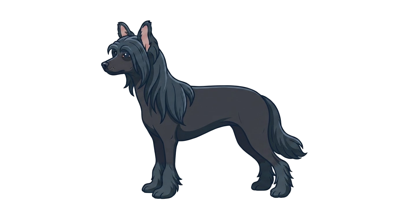 Illustration of a Black (skin, hairless variety) coat