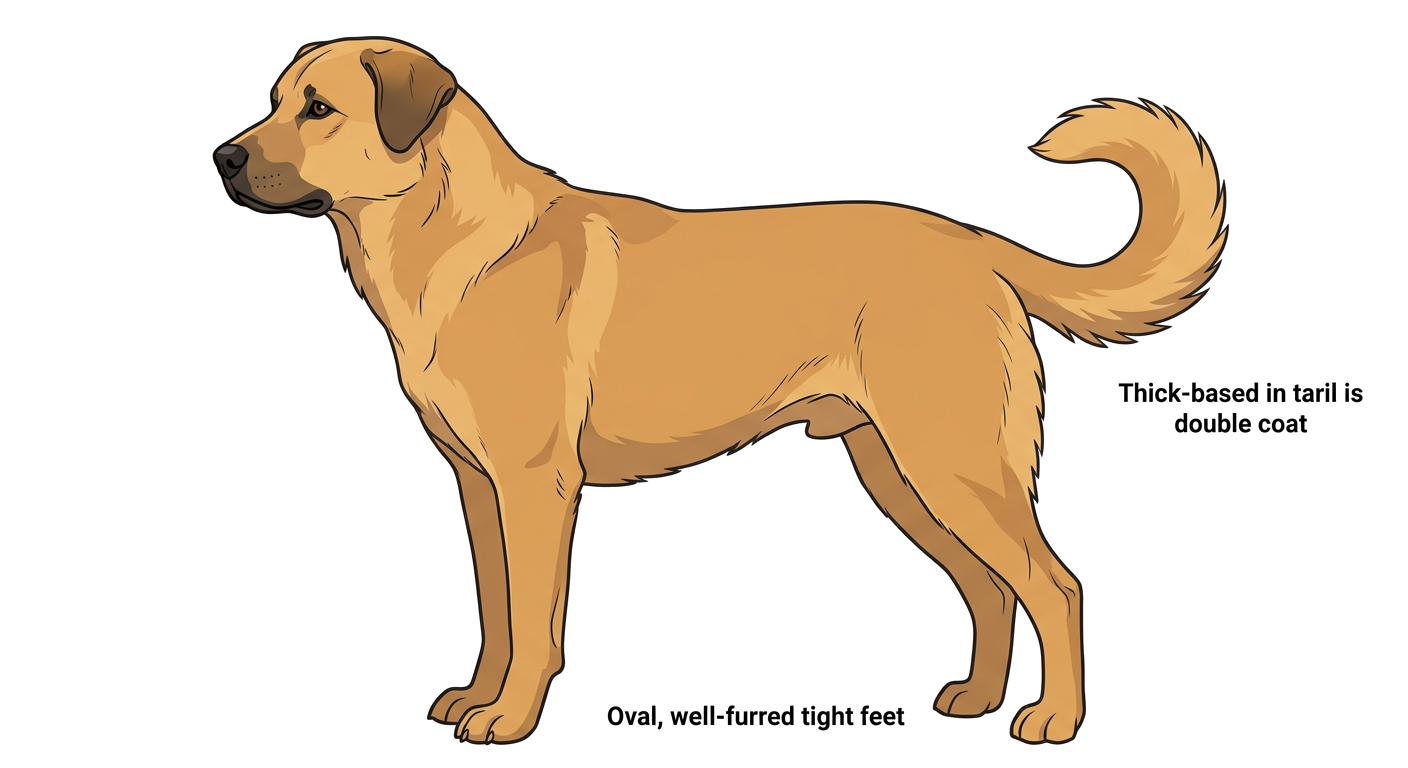Side profile illustration of a Chinook showing the points of the breed standard