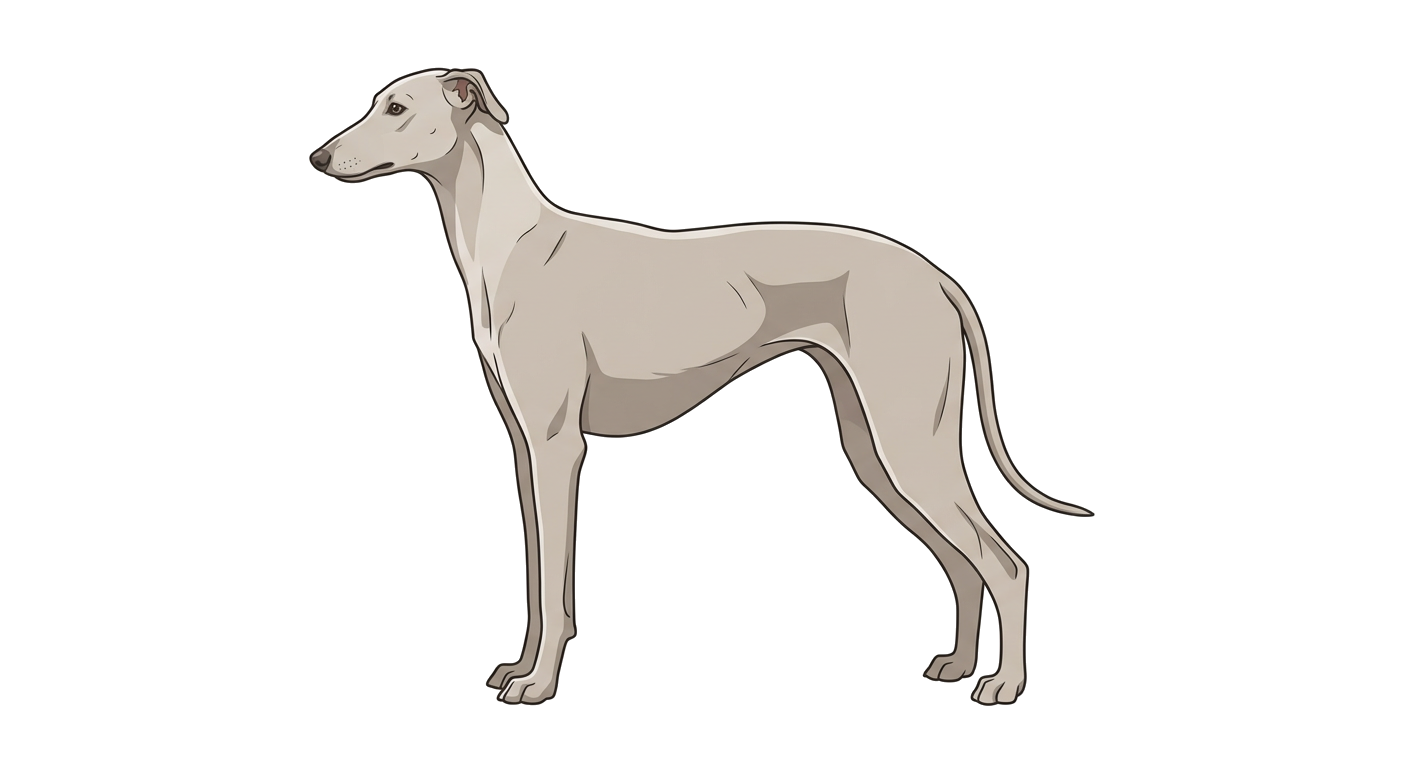 Side profile illustration of a Chippiparai showing the points of the breed standard