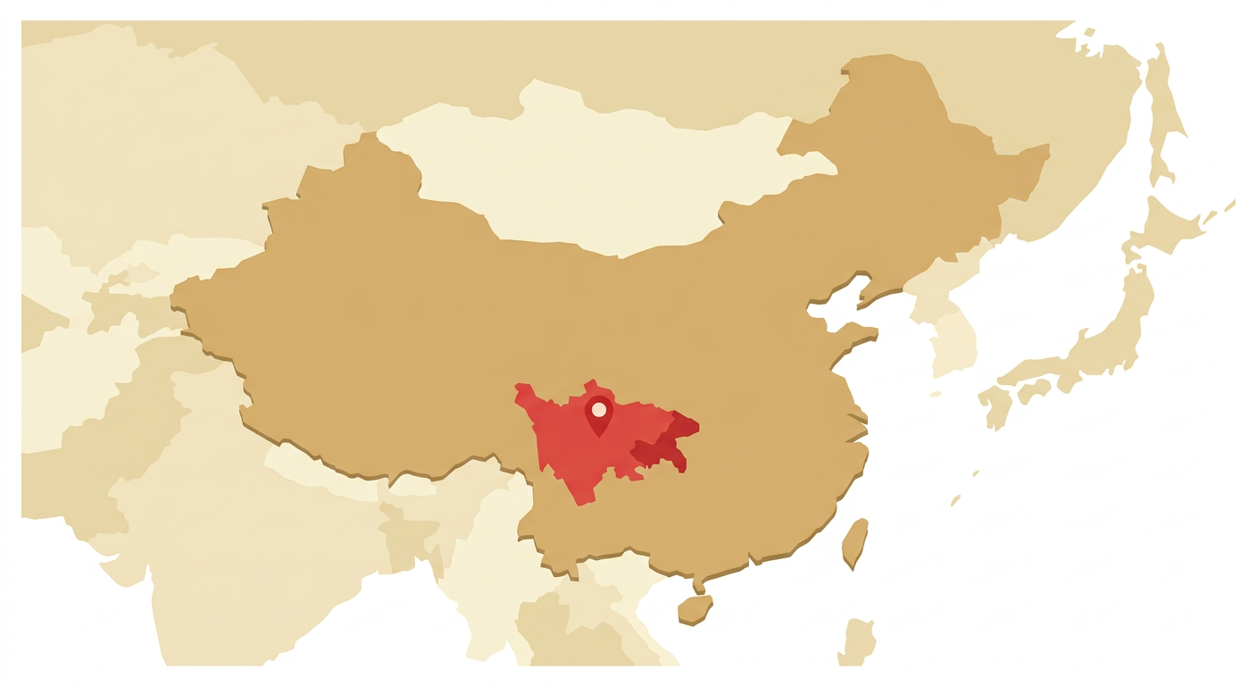 Illustrated map showing the origin of the Chuandong Hound