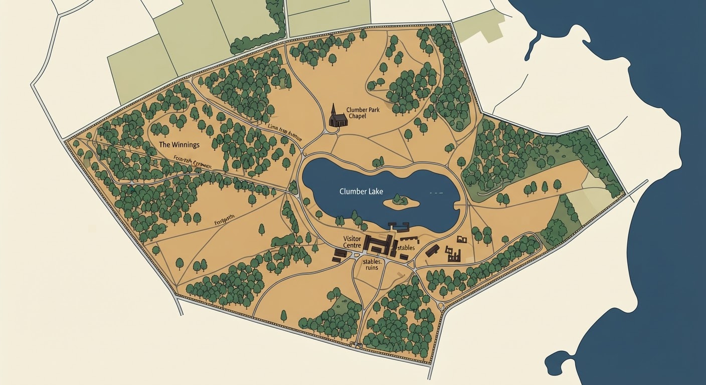 Illustrated map showing the origin of the Clumber Spaniel