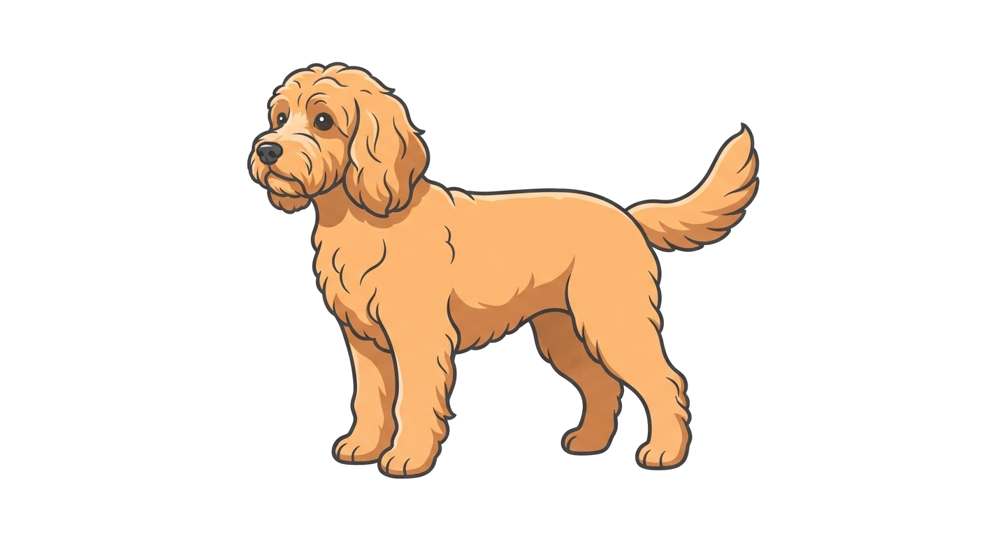 Side profile illustration of a Cockapoo showing the points of the breed standard