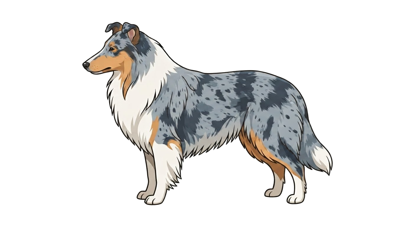 Illustration of a Blue merle coat