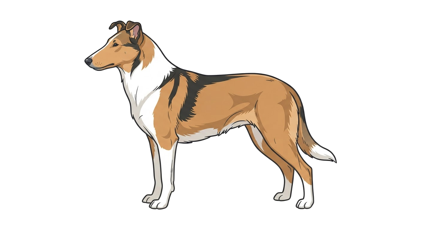 Side profile illustration of a Collie (Smooth) showing the points of the breed standard