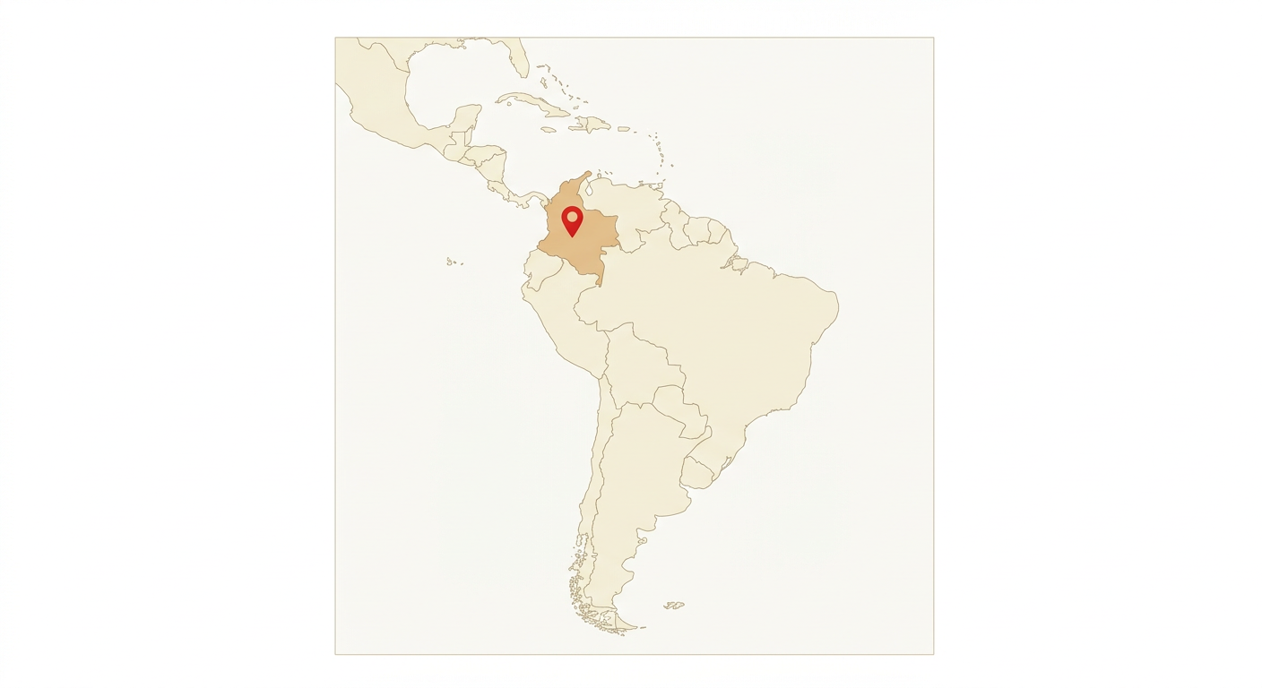 Illustrated map showing the origin of the Colombian Fino Hound