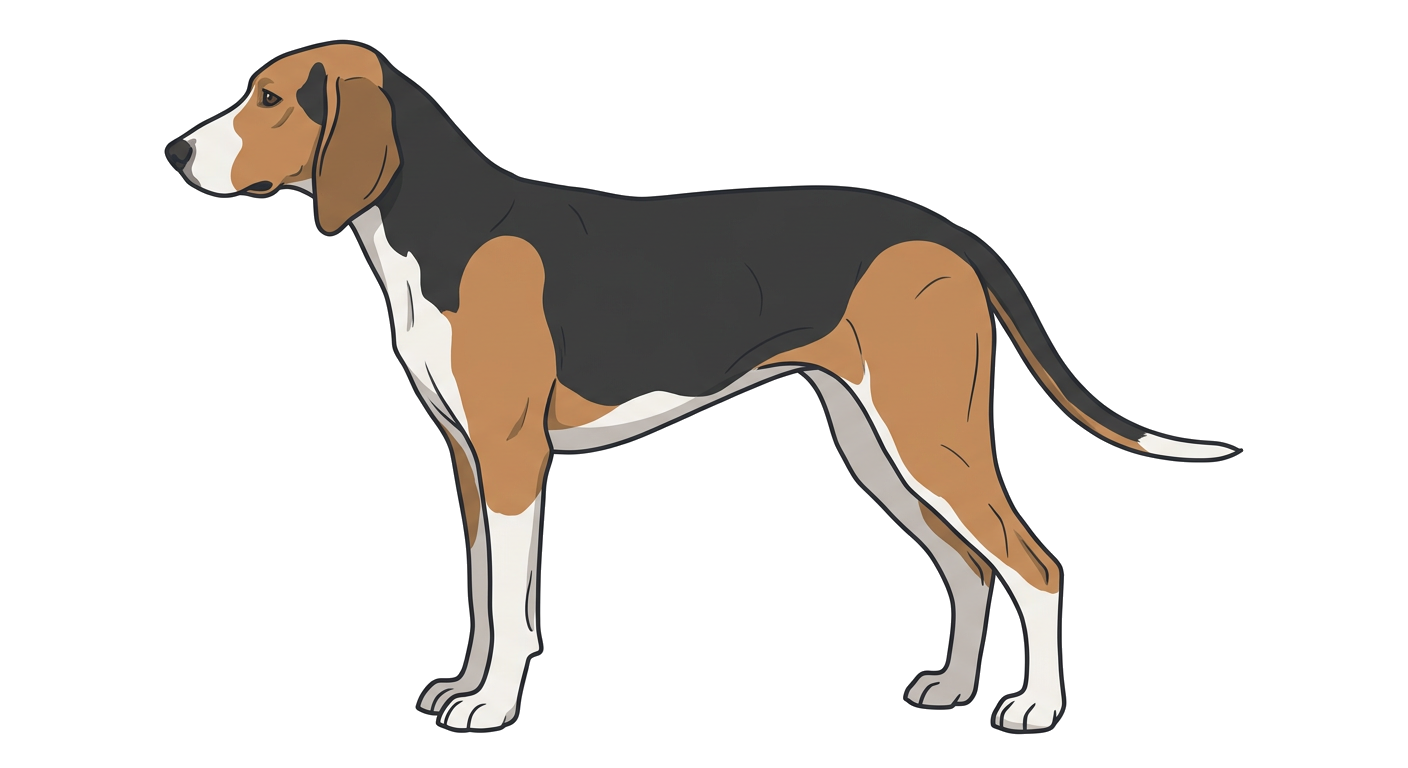 Side profile illustration of a Colombian Fino Hound showing the points of the breed standard