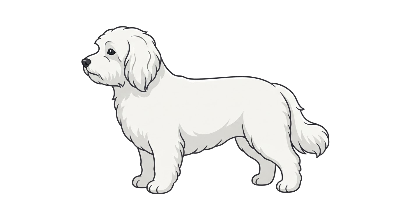 Side profile illustration of a Coton de Tulear showing the points of the breed standard