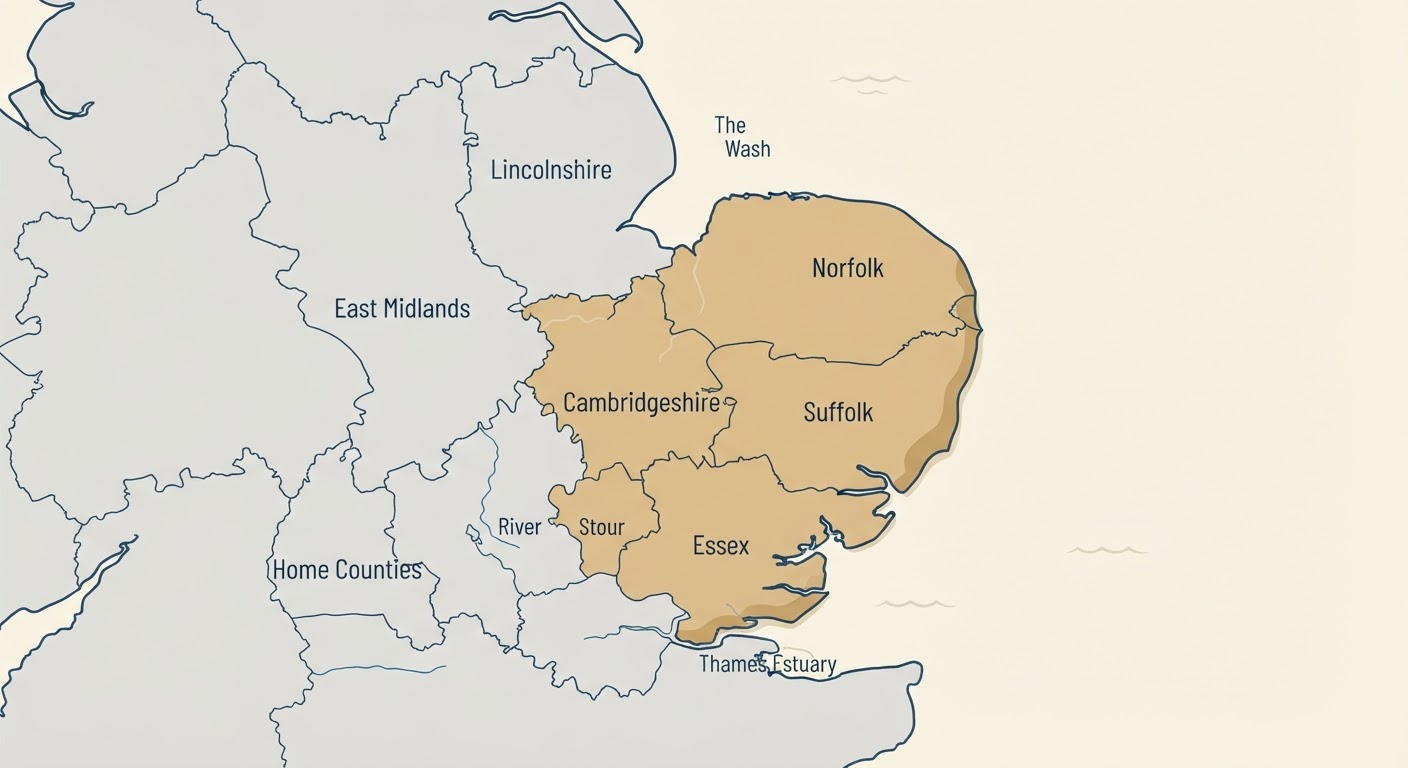 Illustrated map showing the origin of the Curly Coated Retriever